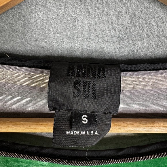 Anna Sui Silk Blend Velvet Burnout Floral Dress Y2K Green Brown Small Sleeveless - Picture 5 of 9